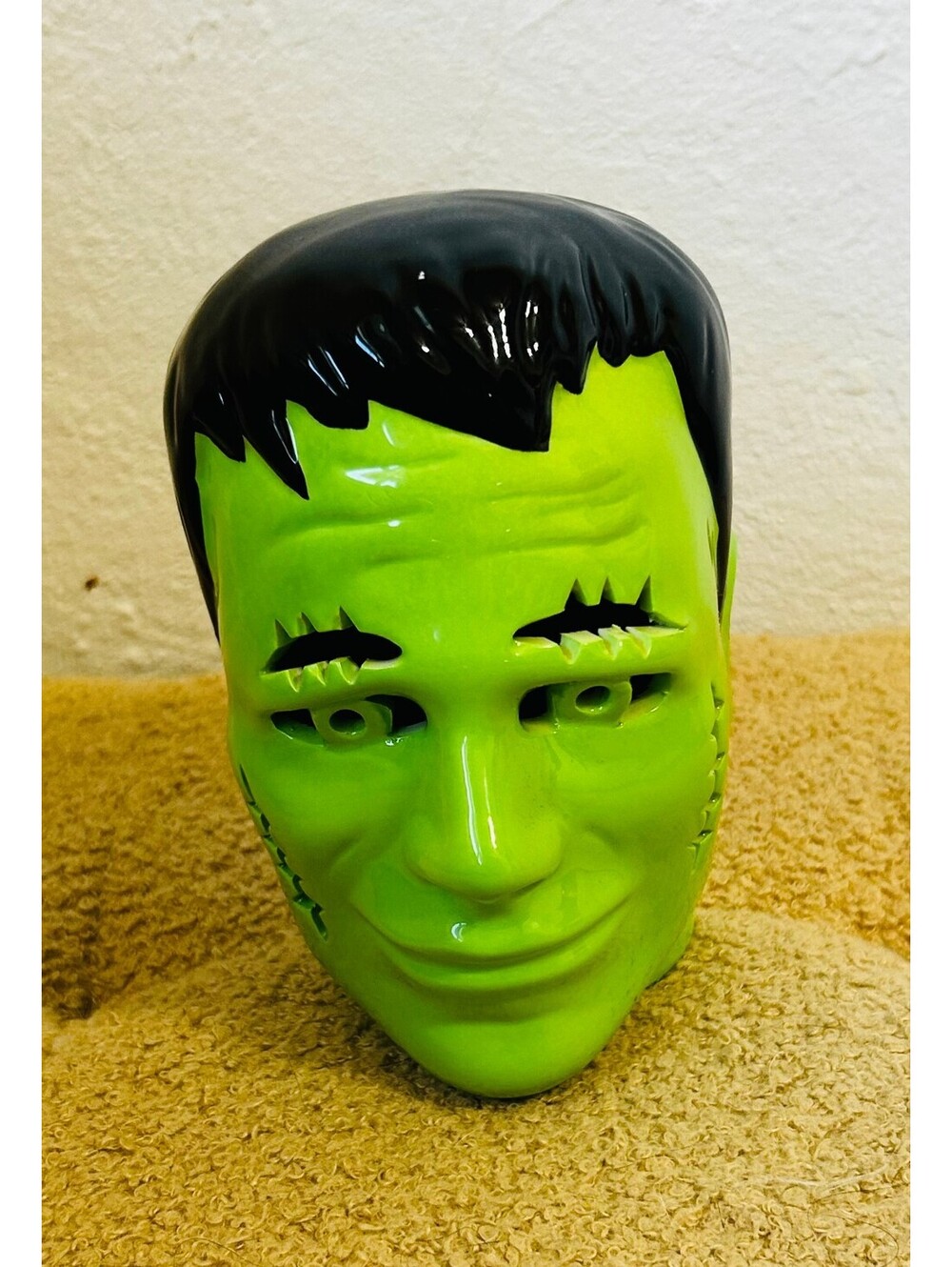Ceramic Frankenstein Head  Halloween Figurine